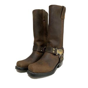 HARLEY DAVIDSON BROWN LEATHER EAGLE BOOTS SIZE 6M